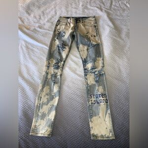 Bleach/paint splatter Blue Denim Jeans by Crysp Denim Jeans Size 28